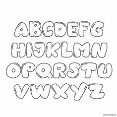 the alphabet is drawn in black and white, with some lines coming out of it