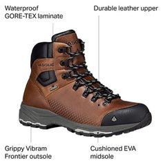 Instead of buying extra moleskin patches for hiking the PCT, buy a boot that will give you out-of-the-box comfort like the St Elias FG GTX Hiking Boot from Vasque. Whether you're moving through moss-covered forest or the arid terrain of the Anza Borrego Desert, the All-Terrain Compound in the midsole keeps your feet comfortable with foam pods and a synthetic shank to push that 15-mile day to a 20-mile day. If it starts to rain on the 18th mile, the GORE-TEX membrane will keep your feet dry, and Brown Leather Hiking Boots For Hunting, Protective Leather Boots For Adventure, Rugged Leather Hiking Boots For Hunting, Leather Hiking Boots With Protective Features For Adventure, Leather Hiking Boots With Protective Feet For Adventure, Functional Leather Hunting Boots, Leather Waterproof Hiking Boots With Protective Features, Insulated Leather Hiking Boots For Hunting, Leather Steel Toe Hiking Boots For Hunting