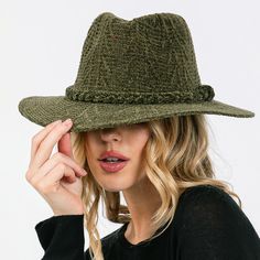 Top off your look with our Soft Knit Panama Hat, the perfect blend of style and comfort. This chic accessory features a braided knit band that adds a touch of texture to its classic silhouette. Made from 100% polyester, it’s lightweight yet durable, with a super soft feel that you'll love wearing all day. The adjustable drawstring inside ensures a perfect fit for most, so you can enjoy effortless style without worry. Whether you’re out for brunch or strolling through the farmers market, this Pan Louis Vuitton Watercolor, Black Bucket Hat, Vintage Chanel Handbags, Animal Print Scarf, Seersucker Pants, Green Hat, Green Hats, White Halter Maxi Dress, Beach Hat