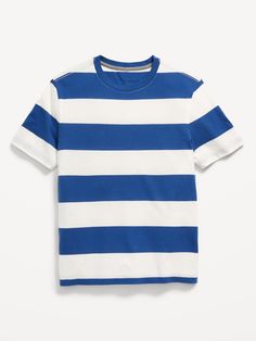 Mega soft & no itchy tags.  Rib-knit crew neck.  Short sleeves.  Wide, contrasting stripes.  Soft, cotton-blend jersey.  Relaxed fit through body.  Boys short-sleeve t-shirt hits below waist. machine wash according to the care instruction label T Shirt For Boys, Stripe Tee, Boys Graphic Tee, The Nile, Striped T Shirt, Red Stripe, Boy Clothes, Soft Shorts, Navy Stripes