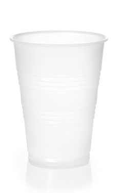 a white plastic cup on a white background