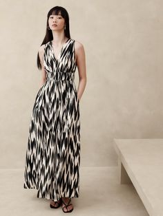 Cascade Silk Maxi Dress | Banana Republic Ruched Maxi Dress, Blue City, Silk Maxi, Silk Maxi Dress, Lilac Color, Silk Charmeuse, Petite Size, Black Print, Fit & Flare