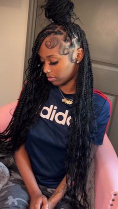 Styles For Knotless Braids Ideas, Dope Hairstyles Black Women, Pretty Braided Hairstyles Black Women, Dope Hairstyles Braids, Black People Hairstyles, Knotless Box Braids Styles, Inner Wave, Knotless Styles, Knotless Hairstyles