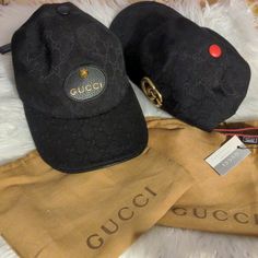 Gucci Hat Size Medium Nwt And Dust Bag No Box Sold Individual Gucci Elegant Short Brim Hat, Elegant Gucci Short Brim Hat, Classic Gucci Hat With Embroidered Logo, Trendy Gucci Hat With Short Brim, Designer Flat Brim Travel Hat, Designer Flat Brim Hat For Travel, Classic Gucci Short Brim Hat, Designer Gucci Hat With Short Brim, Designer Gucci Hats With Short Brim