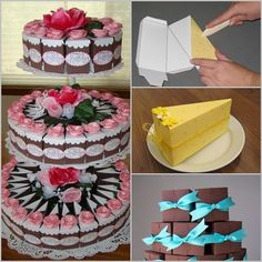 there are many different types of cakes on the table and one is decorated with flowers