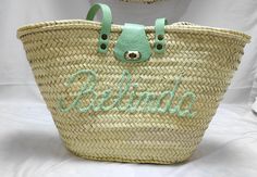 👍Get Your Baskets Photo Before Shipping💪 Fast shipping (ESTIMATED ARRIVAL 3-8 DAYS ) Monogram basket bag for women is a beautiful market basket personalized with initial. Custom beach bag with leather handles handmade with natural straw and combined with high quality leather, making it a lovely straw beach bag. Very versatile, this straw beach bag is perfect anytime and everywhere, you can use it as beach bag, for shopping, for the pool, for go to the grocery, etc. Finally, you can use your st Summer Bags With Leather Handles As Gift, Summer Bags With Leather Handles For Gift, Green Straw Beach Bag With Leather Handles, Green Basket Bag For Beach Season, Personalized Tote Bag For Vacation, Green Beach Bag With Leather Handles For Vacation, Personalized Tote Bag For Beach, Green Beach Bag As Summer Gift, Personalized Tote Bag For Summer