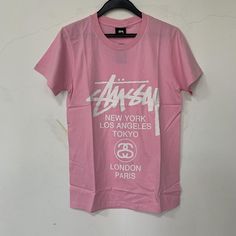 Brand New,Unused,Without Defects. Fast Delivery Thank You For Coming To My Closet. Z23af-109 Stussy Shirt, Pink Stussy Hoodie, Stussy Tee, Stussy Fuzzy Dice Tee, Stussy Dice Tee, Stussy Basic Tee, Pink Print, Printed Shorts, Pink White