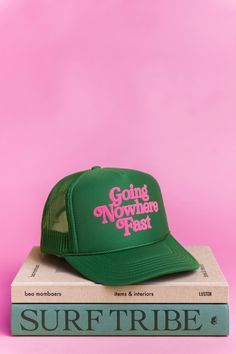 Where are we headed? Nowhere. How are we getting there? Fast! This hat is made to order and will ship in 3-5 business days MADE TO ORDER PRODUCTS ARE FINAL SALE Trucker Hat Outfit, Funny Trucker Hat, Pink Trucker Hat, Going Nowhere, Custom Trucker Hats, Bohemian Style Clothing, Trendy Hat, Pink Accessories, Prop Styling