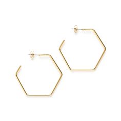 Hexagon Hoop Earrings Amano Studio Jewelry - Earrings Nickel Free Gold Hexagon Jewelry, Gold Hexagon Hoop Earrings For Gift, Modern Gold Hexagon Earrings, Gold Hexagon Earrings For Everyday, Hexagon Earrings, The 80s, American Vintage, Vintage Earrings, Silver Plate