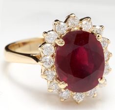 Luxury Ruby Cluster Ring For Formal Occasions, Luxury Red Ruby Cluster Ring, Luxury Red Cluster Ring With Center Stone, Formal Ruby Ring With 17 Jewels And Round Cut, Classic Red Cluster Ring, Luxury 14k Gold Gia Certified Ruby Ring, Formal Red Diamond Cluster Ring, Exquisite Red Diamond Ring For Formal Occasions, Red Diamond Cluster Ring For Formal Occasions