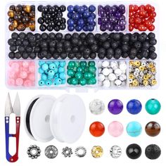 beading kit with beads, scissors and other accessories