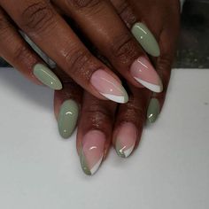 Sage Green Nails, Purple Ombre Nails, Aqua Nails, Wide Nails, Green Acrylic Nails, Beautiful Nail Polish, Green Nail Designs, Short Nail Designs, Prom Nails