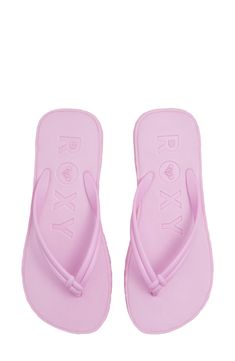 A logo-patterned footbed elevates the style of a classic flip-flop that's ideal for the beach and beyond. Synthetic upper and sole Imported Logo Pattern, Glow Up?, Flip Flop, Roxy, Flip Flops, Lilac, The Beach, Chiffon, Size 7