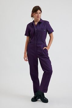 WILDFANG The Essential high waisted coveralls. Our favorite WILDFANG jumpsuit in brushed-soft stretch cotton. Short sleeve silhouette with a high waist and straight leg. The two button waistband is adjustable for a personalized fit. Features WILDFANG The Essential high waisted coverall Brushed-soft stretch cotton jumpsuit High-waisted fit with a straight leg Zip front Content + Care 97% Cotton, 3% spandex Machine wash Imported Size + Fit Measurements taken from size Medium Chest: 42" Waist: 34.2 Working Overalls, Sleeve Silhouette, Men's Shoes Accessories, Cotton Jumpsuit, Women Men Shoes, Mens Bottom, Stretch Cotton, Plum, Urban Outfitters