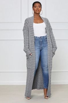 Embrace your cozy & stylish side Thick Cardigan, Long Sweaters For Women, Women Long Cardigan, Knit Sweater Coat, Cardigan Outfit, Warm Cardigan, Pocket Sweater, Cardigan Casual, Gilet Long