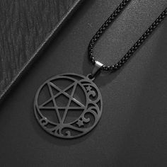 Enhance your Wiccan style with this enchanting Magic Pentacle Necklace. Crafted from durable stainless steel, it symbolizes the harmony of celestial and earthly energies. Embrace your inner witch and showcase your love for all things mystical. With its intricate design and powerful symbolism, this necklace is the perfect accessory for any pagan or witch. Maintain its beauty effortlessly with simple jewelry care. 🌙✨ Boasting a 50cm length and constructed from stainless steel, this piece is rustp Wicca Jewelry, Solomons Seal, Pentagram Pendant, Men Model, Simple Jewelry, Shape Patterns, Types Of Metal, Jewelry Care, Silver Jewelry