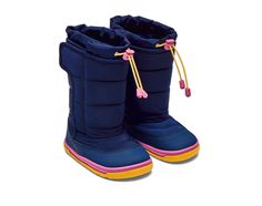 Our APMA-approved Snow Boots are here for your little one's winter adventures! Designed with a waterproof membrane, 3M 200 gm Thinsulate insulation, fleece lining, and a toggle snow collar, our Snow Boots will keep little feet cozy and dry this season. Featuring our new ultra-traction outsoles and an expandable Velcro closure for easy on-and-off, these boots will make the perfect companion for fun in the snow! Winter Non-slip Waterproof Boots For Outdoor, Winter Waterproof Non-slip Outdoor Boots, Non-slip Rain Boots For Winter Outdoor Use, Non-slip Rain Boots For Outdoor Winter Use, Non-slip Rain Boots For Winter Outdoor Activities, Insulated Blue Rain Boots For Outdoor, Blue Insulated Winter Boots, Sporty Non-slip Winter Boots, Blue Insulated Boots For Outdoor Activities