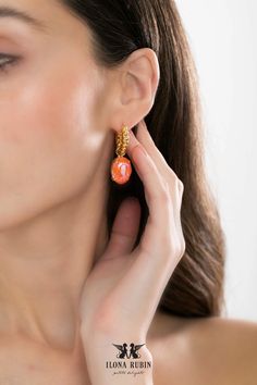 Orange Dangle Earrings Ultra Orange Crystal Earrings Orange - Etsy Gold Plated Teardrop Clip-on Jewelry, Exquisite Gemstone Drop Earrings, Gold Plated Clip-on Drop Earrings, Clip-on Drop Earrings, Elegant Orange Gemstone Earrings, Handmade Hoop Earrings For Formal Occasions, Orange Gemstone Drop Earrings, Orange Clip-on Earrings For Formal Occasions, Gold-plated Teardrop Clip-on Jewelry