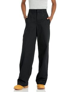 PRICES MAY VARY. Relaxed fit; Wide leg; High rise Front button closure Two back welt pockets Contoured waistband with stretch interlining prevents gapping in the back 8.3 oz. Stretch Twill, 58% Cotton/40% Polyester/2% Spandex Womens Twill Pants, Wide Leg Twill Pants, Clown Pants, Junior Pants, Dickies Women, Safety Clothing, Womens Scrubs, Twill Pants, Scrub Pants