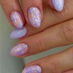 Super Cute And Stylish Ships In 5-10 Business Days Manikur Kuku, Lilac Nails, Nagel Inspo, Oval Nails, Floral Nails