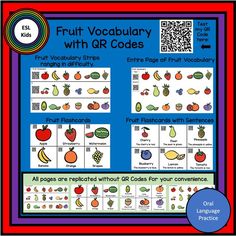 the fruit vocably with qr codes poster