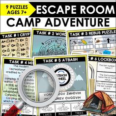 Camp Adventure Printable Escape Room Game - Teacher Jeanell Camping Vbs, Instructional Activities, Printable Escape Room, Escape Room Challenge, Community Life, Rebus Puzzles, Church Community, Yw Activities, Youth Groups