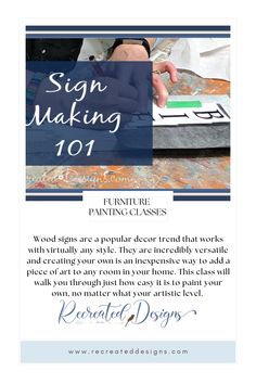 an advertisement for painting classes with the words sign making 101