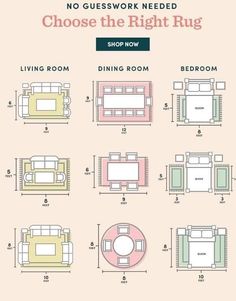 a poster with different types of furniture and measurements for each room in the house, including couch