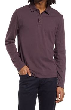 Garment dyeing gives a casual, laid-back look to this long-sleeve polo shirt made from soft cotton. 28" length (size Medium) Button quarter-placket Spread collar Long sleeves 100% cotton Machine wash, tumble dry Made in the USA Men's Clothing Casual Long Sleeve Polo Shirt, Casual Cotton Polo Shirt For Fall, Casual Long Sleeve Henley, Relaxed Fit Long Sleeve Cotton Polo Shirt, Long Sleeve Polo Shirt, Long Sleeve Polo, Men's Clothing, Polo Shirt, Athletic Jacket