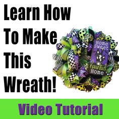 Learn How to Make This Halloween Wreath | Digital Download - Designer DIY Ribbon Wreath Tutorial Step By Step, Easy Mesh Wreath, Ribbon Wreath Tutorial, Making A Wreath, Halloween Mesh Wreath, Wreath Making Tutorials, Bow Making Tutorials, Making Mesh Wreaths, Deco Mesh Wreaths Tutorials