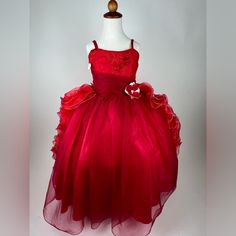 Girls Red Party Dress Sz 4. Please Feel Free To Contact Me With Any Questions. #00082 Red Princess Dress For Formal Occasions, Elegant Red Princess Dress For Formal Occasions, Elegant Red Princess Dress For Dress-up, Red Sleeveless Princess Dress For Pageant, Elegant Red Pageant Dress For Dress-up, Red Sleeveless Pageant Dress, Elegant Red Princess Dress For Fancy Dress, Elegant Red Princess Dress For Fancy Dress Events, Red Sleeveless Princess Dress