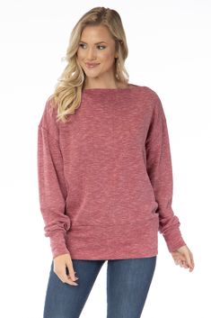 Get a relaxed yet sophisticated look with this banded rib knit tunic. Features boat neck, double cuff and banded hem. 55% Poly, 42% Cotton, 3% Span. Casual Knit Sweater With Boat Neck, Casual Boat Neck Knit Sweater, Casual Oversized Boat Neck Top, Casual Boat Neck Sweater For Spring, Relaxed Fit Boat Neck Tops For Fall, Slouchy Long Sleeve Knit Top, Casual Boat Neck Knit Top For Spring, Casual Boat Neck Top With Relaxed Fit, Relaxed Fit Knit Top With Ribbed Cuffs For Layering