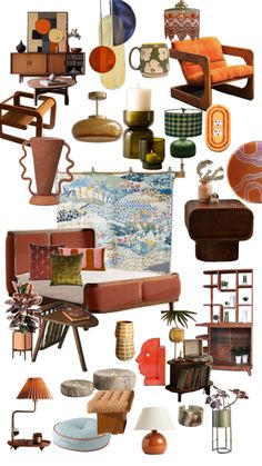 a collage of different types of furniture