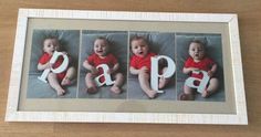 three baby photos with the letters p and p on them, sitting next to each other