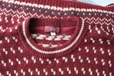 Wool Nordic Sweater Men Scandinavian Sweater Burgundy Ivory Sweater Large Size > 100%  Wool > Label size : L NOTE : Actual colors may vary. This is due to the fact that every monitor has a different capability to display colors and that everyone sees these colors differently. PLEASE, look the actual measurements in description which are taken by hand and thus show the actual size. Measurements ( lying flat) : Length : 76 cm / 29,9'' Armpit to armpit : 52 cm / 20.5'' Waist : 52 cm / 20.5 Sleeves Nordic Knitted Crew Neck Sweater, Warm Nordic Wool Sweater, Scandinavian Sweater, Red Nordic Long Sleeve Sweater, Red Nordic Knitted Sweater, Men’s Fair Isle Sweater, Nordic Sweater, Sweater Ideas, Ivory Sweater