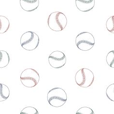 seamless baseball ball pattern on white background