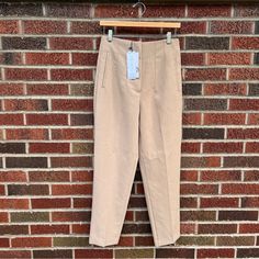 These Are Brand New With Tags! Please Comment If You Have Any Questions! Hob061824 Zara Neutral High-waisted Pants, Zara Dress White, Zara Beige Full-length Bottoms, Pink Wide Leg Trousers, Tan Trousers, Bright Pink Dresses, Fitted Dress Pants, Wide Trousers, Zara Pants