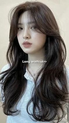 #hairstyleideas K Drama Haircut, Korean Haircut Ideas For Long Hair, Wolf Cute Hair Long, Simple Wolfcut, Wolf Haircut For Long Hair, Japanese Layered Haircut Medium, Hush Cut Long Hair Straight, Wolf Cut Hair Long Style, Wolf Cut Hair Long Curtain Bangs