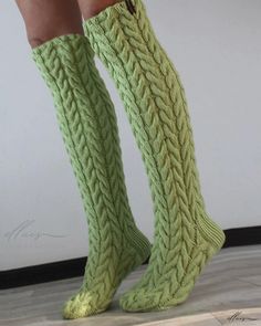 Elluis - Premium Quality Cable Knit Over-The-Calf Fluffy Tube Socks - Set of 2 Green Winter Socks, Comfortable Green Winter Socks, Cozy Green Socks For Winter, Casual Warm Knit Socks, Casual Green Winter Socks, Winter Knitted Socks For Stocking Stuffers, Casual Green Socks For Winter, Thick Acrylic Winter Socks, Thick Acrylic Socks For Winter