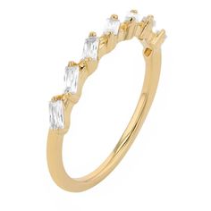 Finish off any ensemble with a touch of sparkle in this gold tone sterling silver SIRI USA by TJM cubic zirconia baguette-embellished ring. Finish off any ensemble with a touch of sparkle in this gold tone sterling silver SIRI USA by TJM cubic zirconia baguette-embellished ring. FEATURES Band width: 0.81 in. Shank style: stackable Band fit: comfort fit Nickel free Metal: sterling silver Plating: gold tone Finish: polished Packaging: boxedSTONE DETAILS Stone type: cubic zirconia Total weight: 3/8 Elegant Gold Stackable Rings With Baguette Cut, 14k Gold Stackable Rings Baguette Cut For Gift, Baguette Cut Stackable Cubic Zirconia Rings, Everyday 14k Gold Stackable Baguette Cut Rings, Gold Baguette Cut Cubic Zirconia Stackable Rings, Baguette Ring, Stackable Bands, Cubic Zirconia, Gold Tones