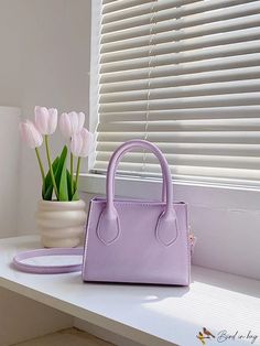 BirdinBag - Mini Square Handbag: Versatile and Stylish for Women Rectangular Single Handle Bag For Errands, Rectangular Bag With Single Handle For Daily Use, Rectangular Single Handle Bag For Daily Use, Rectangular Single-handle Bag For Daily Use, Purple Square Box Bag For Shopping, Solid Color Shoulder Bag For Gift, Purple Large Capacity Square Shoulder Bag, Purple Bags With Adjustable Handle For Daily Use, Large Capacity Square Purple Shoulder Bag