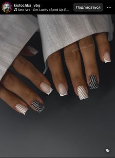 Black And White Short Nails Ideas, Classy Black And White Nails, Monochrome Nails, Black And White Nail, Black And White Nail Designs, Black And White Nails, French Tip Nail Designs, Subtle Nails