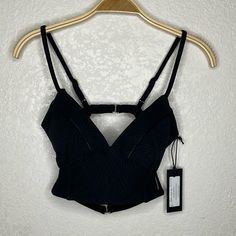 Nwot Good Condition No Size Tag (Pls See Measurements) Smoke Free Home Black Fitted Underwire Crop Top, Black Triangle Top With Adjustable Straps, Black Cropped Fitted Bra, Black Fitted Cropped Bra, Fitted Cropped Black Bra, Fitted Black Bra For Club, Black Crop Top With Underwire Straps, Black Underwire Crop Top With Straps, Black Underwire Strap Crop Top