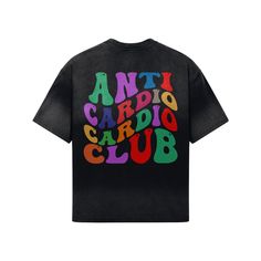 "For the Treadmill Avoiders: Ready for the \"Anti Cardio Cardio Club\"? This oversized t-shirt is for all those who flee from cardio at the gym! You're not alone in this feeling - many of us have a healthy aversion to it 😉. But hey, you don't have to go through it! Why not do cardio outdoors? ️️️ Or how about other partner activities? 💃🕺 Join our club and playfully show that there are countless ways to stay active. You have the freedom to shape your cardio adventure outside the gym! This cotton t-shirt is the ultimate combination of style and comfort. The boxy fit is flattering on all body types and offers a relaxed, laid-back look that's perfect for any occasion. What really sets this tee apart is the one-of-a-kind tie-dye pattern that features a subtle, vertical tonal gradient, giving Oversized Letter Print T-shirt For Gym, Oversized Black T-shirt For Workout, Oversized Graphic Gym T-shirt, Oversized Graphic Print T-shirt For Gym, Oversized Graphic Print Top For Gym, Oversized Letter Print T-shirt For Workout, Graphic Tee Activewear With Letter Print For Streetwear, Oversized Letter Print Activewear For Workout, Cardio At The Gym