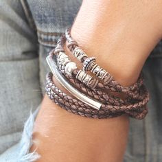 Naomi Wrap Bracelet in natural mocha brown leather Artisan Necklace, Artisan Bracelets, Leather Artisan, Bracelets And Necklaces, Wrap Bracelets, Handcrafted Artisan Jewelry, Leather Wrap Bracelet, Primitive Decorating, Braided Leather