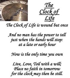 the clock of life poem written in black and white