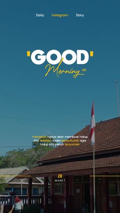 the front cover of good morning magazine, with people walking on the sidewalk and buildings in the background