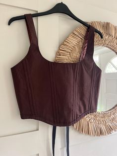 Plain yet simple and elegant! Add this timeless staple to your wardrobe and pair with so many different fits 🖤 Created in 100% brown cotton it features a lace up back making it extremely versatile for your style and fit. Corset features boning and top stitching details and is lined with a gorgeous brown satin  -handmade with love 💜 Follow us on insta @eccentricclothing Fitted Cotton Top With Corset Back, Brown Underbust Corset With Corset Back, Brown Corset Top, Brown Corset, Cotton Corset, Wedding Clothes, Brown Satin, Stitching Details, Cropped Tube Top