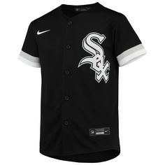 Material: 100% Polyester Performance Mesh Interlocking moisture-wicking fabric for a lightweight, breathable feel Nike logo on chest Heat-sealed MLB jock tag above left hem Tackle Twill team logo graphics Sublimated Twill Name & Numbers MLB logo patch on back neck Machine wash Officially licensed Made in the USA Black Tims, Tim Anderson, Luis Robert, Black Chicago, Youth Game, Flex Fit Hats, Nike Short, Personalized Jersey, Nike Jersey