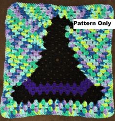 a crocheted square with a black tree on it and the words, pattern only